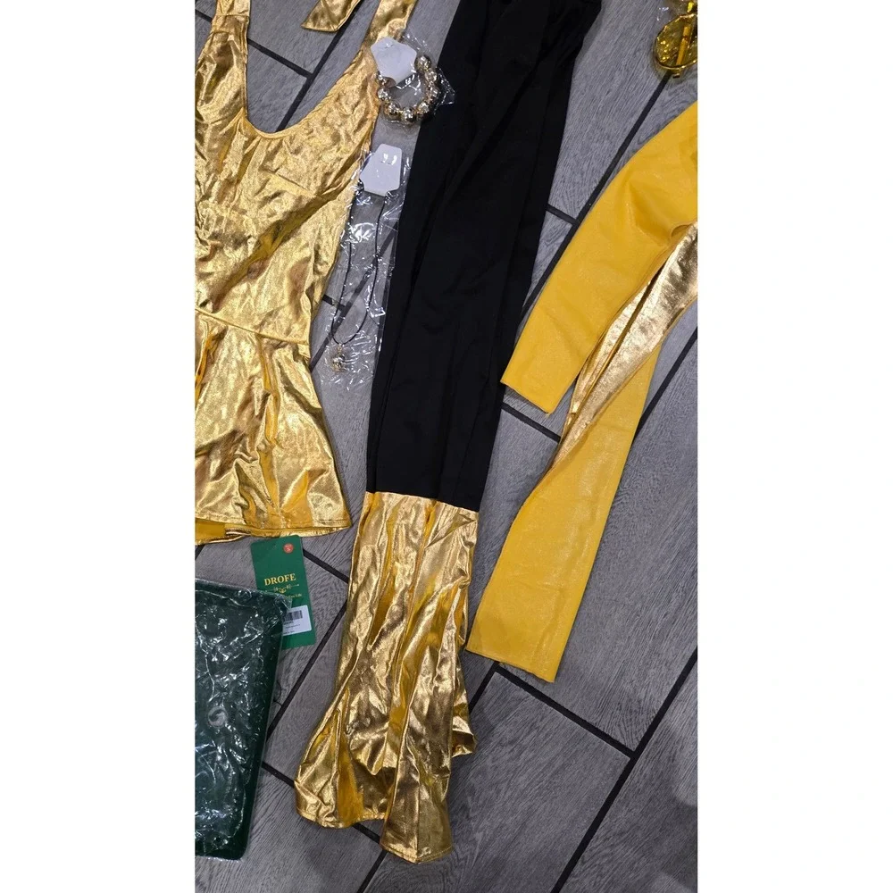 DROFE Gold Batgirl Costume Set Halloween‎ Cosplay Party Girl Size S